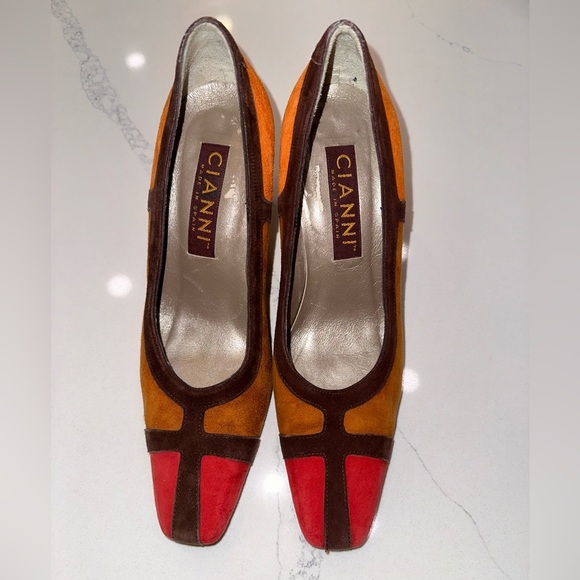 Cianni Vintage Suede Color block Pumps Size 7 - Picture 2 of 10